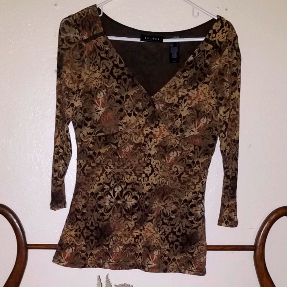 AXCESS V-Neck Blouse Brown Large